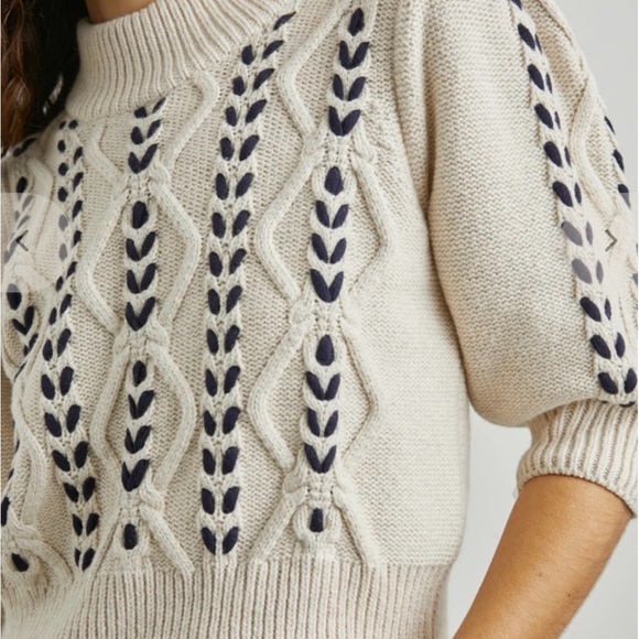 Rails Addy Sweater Oatmeal Navy Cables Size M - Picture 3 of 10